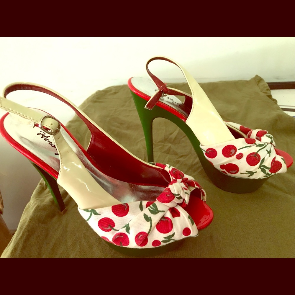 Cherries, stylish, stilettos, Size 8